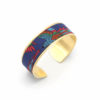 bracelet manchette tissu mexicain oiseaux bleu rouge vert