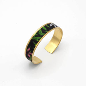 bracelet manchette fin jungle vert noir rose