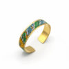 bracelet manchette jungle jaune feuilles vert bleu