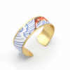 bracelet manchette tissu japonais vagues bleues poisson rouge
